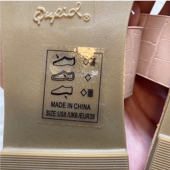 Qupid Sarah Croc Pattern Slide Sandals Beige Gray Size 8 - Picture 14 of 16